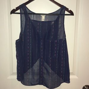 Shear tribal print blouse